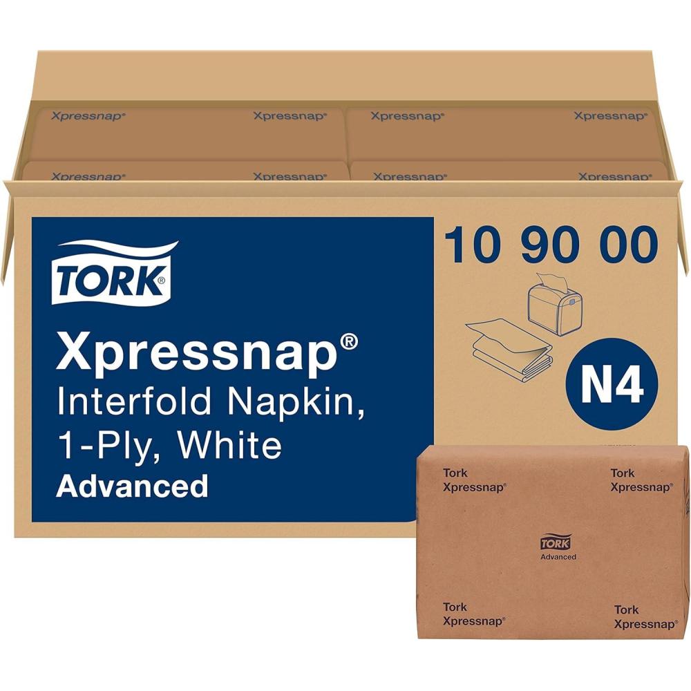 imageTork Xpressnap Natural Dispenser Napkin N4 2ply 12 Fold OneataTime Dispensing 12 x 500 85quot x 65quot 109906White  109000
