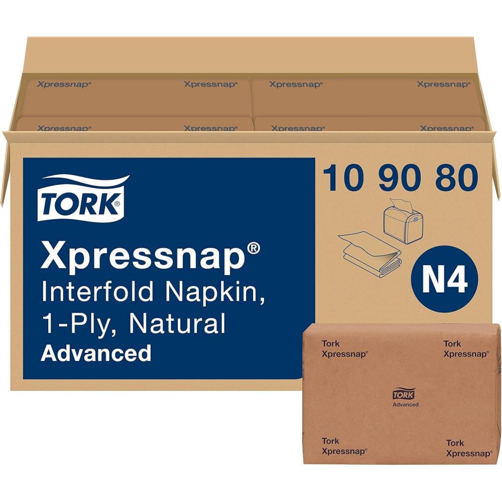 imageTork Xpressnap Natural Dispenser Napkin N4 2ply 12 Fold OneataTime Dispensing 12 x 500 85quot x 65quot 109906White  109080