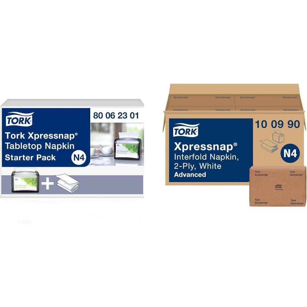 imageTork Xpressnap Tabletop Napkin Starter Pack Black N4 Dispenser ampamp 500x Napkins 80062301  Tork White Dispenser Napkin N4 2ply 12 Fold OneataTime Dispensing 12 x 500 85quot x 65quot 100990Contemporary