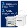 imageTork Everwipe Disinfectant Wet Wipe Jumbo Rolls Starter Pack with White Buckets High Capacity Refills 2 x 800 wipes and 2 buckets 192806 101002B