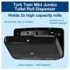 imageTork Twin Mini Jumbo Toilet Paper Dispenser Black  T2  Refill  Advanced Mini Jumbo Bath Tissue Roll White 12 x 751 Sheets