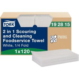 imageTork 2In1 Scouring and Cleaning Towels White Reusable and Ideal for Stainless Steel Surfaces 1 Pack x 120 Sheets 192815120 Sheets
