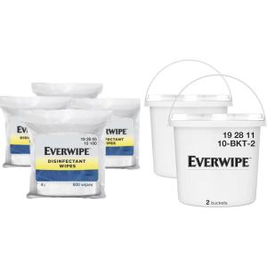 imageTork Everwipe Disinfectant Wipe Jumbo Rolls White Cleans and Deodorizes 4 x 800 wipes 192805  Everwipe Mobile Wet Wipe Buckets White Resealable Compatible with Everwipes 2 buckets 192811