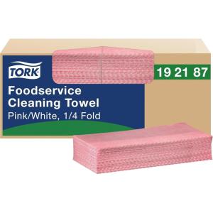imageTork Foodservice Cleaning Towel BlueWhite Self Dispensing 14 Folded 1 x 240 Cloths 192181APink and White