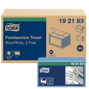 imageTork Foodservice Cleaning Towel BlueWhite W8 ZFolded 4 x 80 Cloths 192183