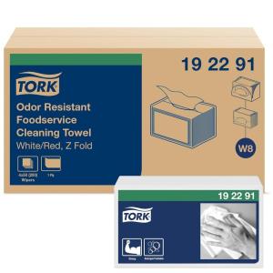 imageTork Foodservice Cleaning Towel White and Red W8 ZFold 4 x 50 Sheets 192291