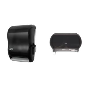 imageTork Hand Towel Roll Dispenser Smoke H21 Lever Auto Transfer PushDown Handle HighCapacity Translucent 84TR ampamp Twin Jumbo Toilet Paper Roll Dispenser Smoke T22 Refill Indicator Window 56TR