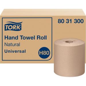 imageTork Hand Towel Roll Natural H80 Universal 100 Recycled Fiber 6 Rolls x 800 ft 8031300Natural