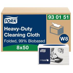imageTork HeavyDuty Cleaning Cloth White W8 Biobased 8 x 50 Cloths 9301518 x 50 Cloths