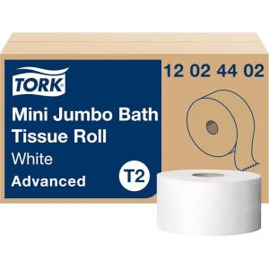 imageTork Mini Jumbo Toilet Paper Roll White T2 Advanced 2Ply 12 x 751 1202440212 pack