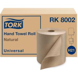 imageTork Natural Paper Hand Towel Roll H21 100 Recycled Fiber Universal Fit 6 Rolls x 800 Ft RK8002Towel Roll