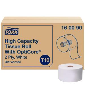 imageTork OptiCore Midsize Toilet Paper Roll White T10 Universal 2ply 12 x 2000 sheets 160090