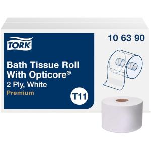 imageTork OptiCore Midsize Toilet Paper Roll White T11 Premium 2ply 36 x 800 sheets 106390800 sheet Pack of 36