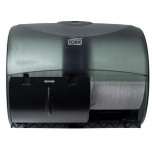 imageTork OptiCore Twin Toilet Paper Roll Dispenser Black T11 High Capacity 565728