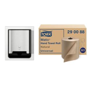 imageTork Paper Hand Towel Dispenser Stainless Steel  H1  Refill  Universal Hand Towel Roll Pack of 6