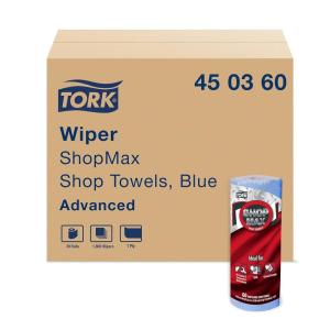 imageTork ShopMax Heavy Duty Paper Shop Towel Blue High Absorbency 30 rolls x 60 Sheets 450360Blue and White