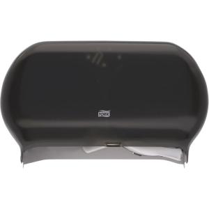 imageTork Twin Jumbo Toilet Paper Roll Dispenser Smoke T22 Refill Indicator Window 56TRTwin tissue roll