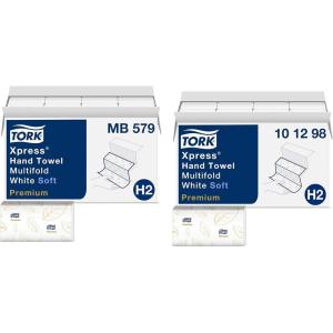 imageTork Xpress Soft and Extra Soft Multifold Hand Towels with Blue Leaf Print 16 Packs