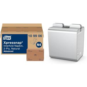 imageTork Xpressnap Natural Dispenser Napkin N4 12 x 500 Sheets  Napkin Dispenser Xpressnap AluminiumBundle 1  Dispenser  Refill