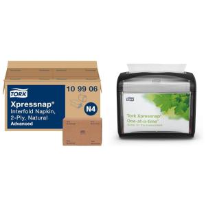 imageTork Xpressnap Natural Dispenser Napkin N4 12 x 500 Sheets  Xpressnap Tabletop Napkin Dispenser Black Pack of 4