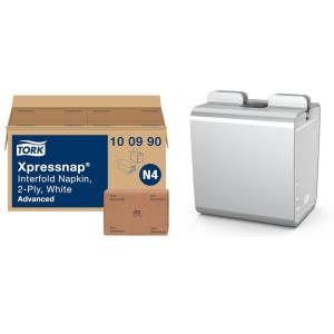 imageTork Xpressnap White Dispenser Napkin N4 12 x 500 Sheets  Napkin Dispenser Xpressnap AluminiumNew Version  12 x 500 napkins  Napkin Dispenser  Aluminium