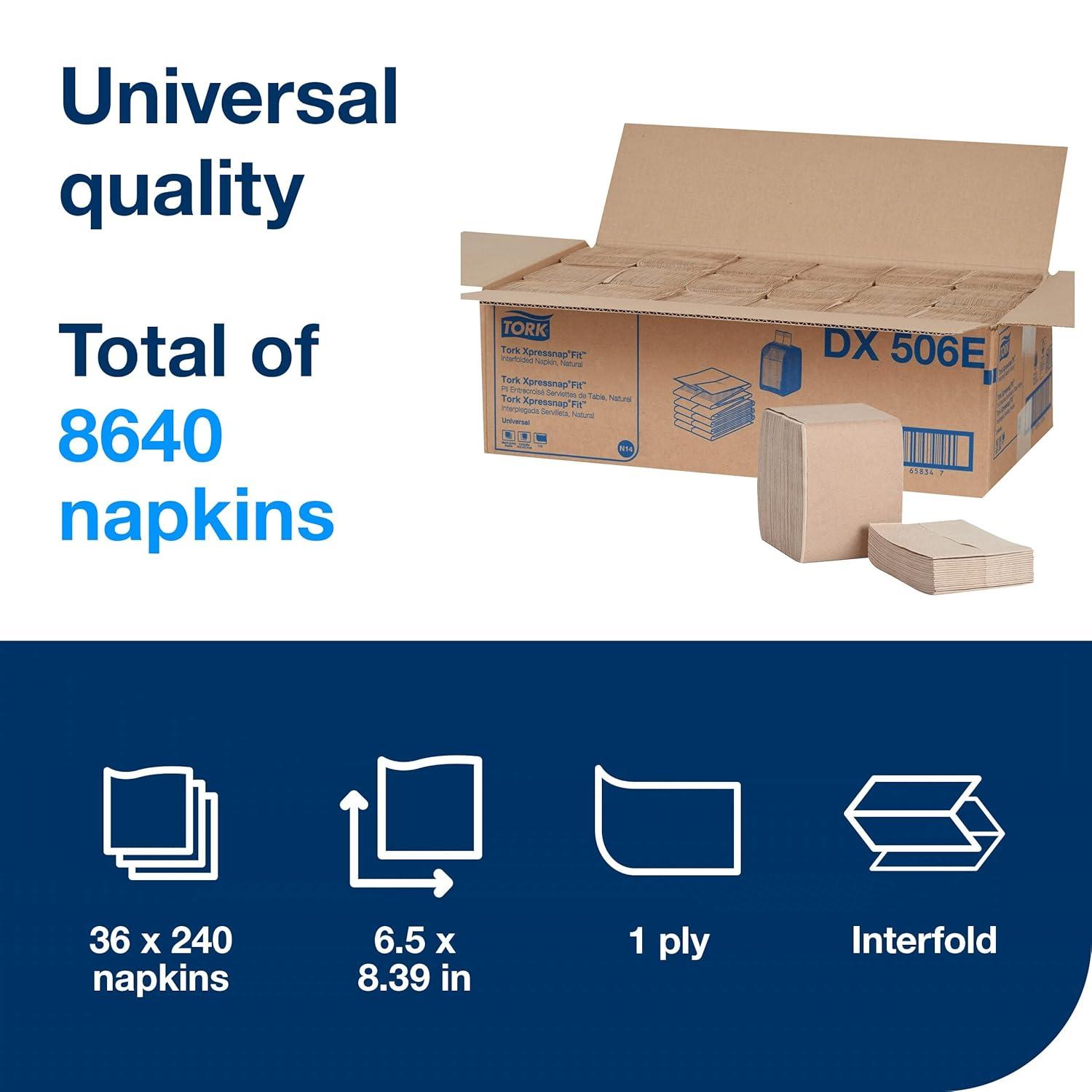 imageTork Xpressnap Fit Natural Dispenser Napkin N14 OneataTime Dispensing 1ply 36 Packs x 240 Napkins DX506EDX506E