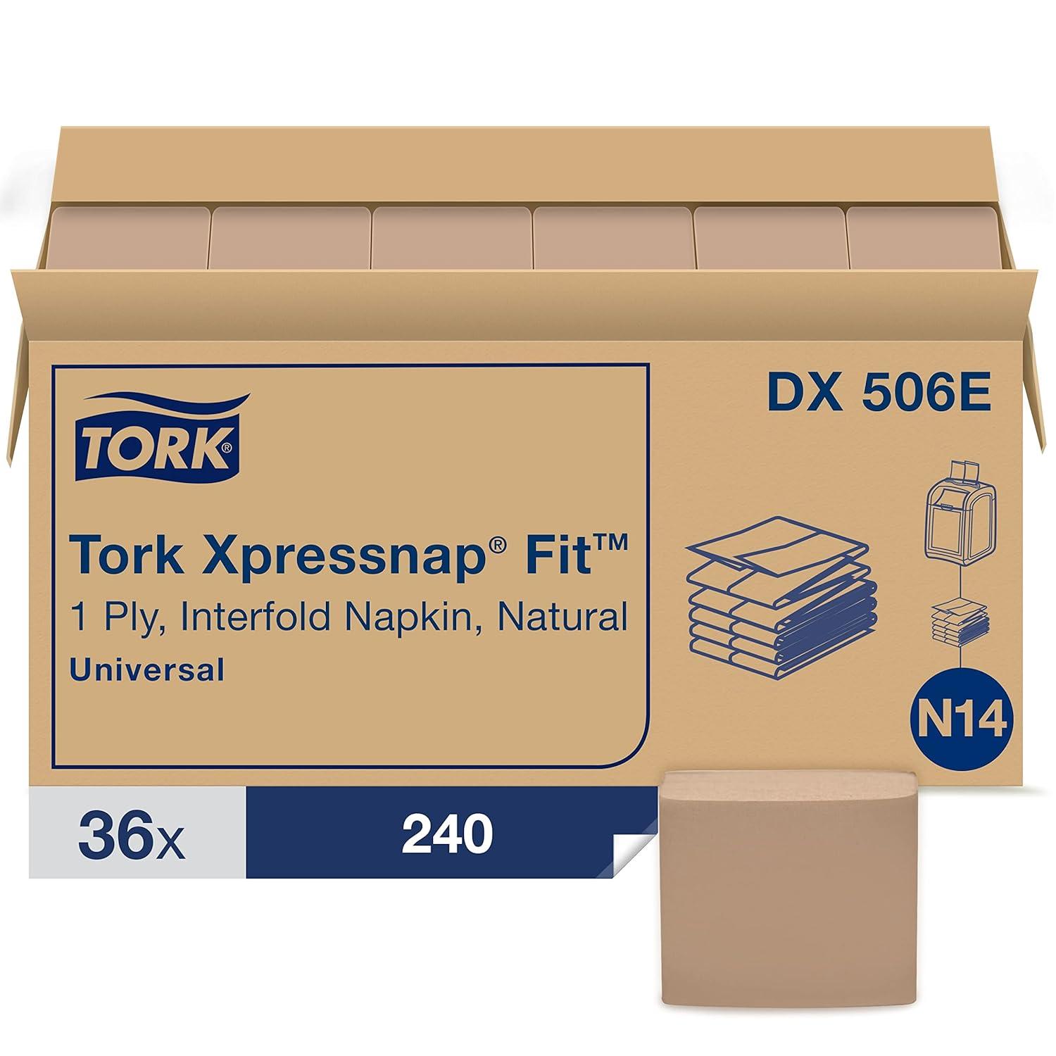 imageTork Xpressnap Fit Natural Dispenser Napkin N14 OneataTime Dispensing 1ply 36 Packs x 240 Napkins DX506EDX506E