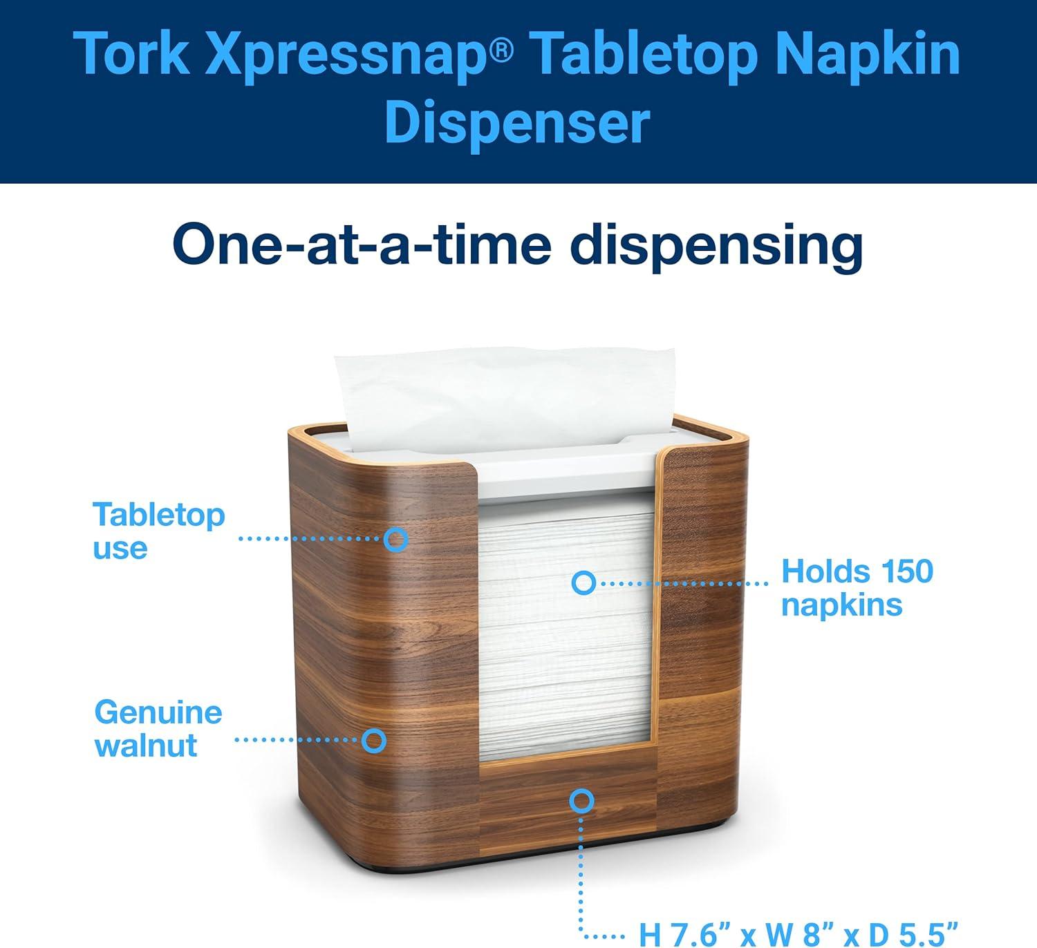 imageTork Xpressnap Tabletop Napkin Dispenser Walnut  N4  Refill  White Dispenser Napkin 12 x 500 napkinsDispenser  Refill