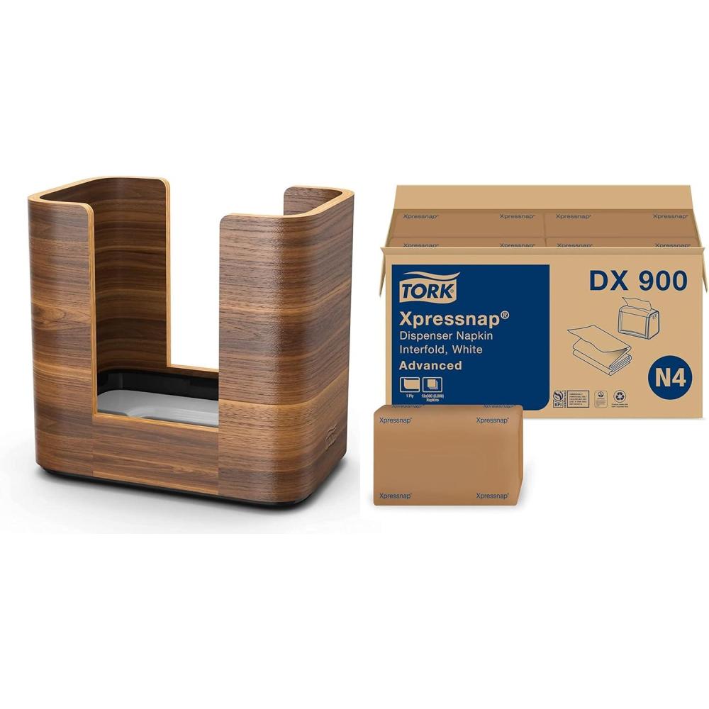 imageTork Xpressnap Tabletop Napkin Dispenser Walnut  N4  Refill  White Dispenser Napkin 12 x 500 napkinsDispenser  Refill