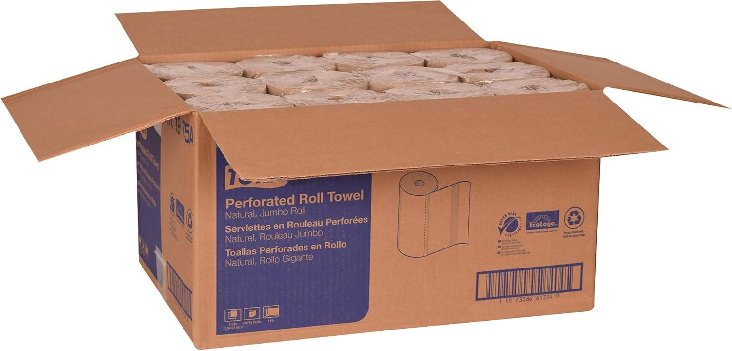 imageTork Jumbo Perforated Roll Towel Natural Certified Compostable 12 x 210 Towels HK1975ARefill