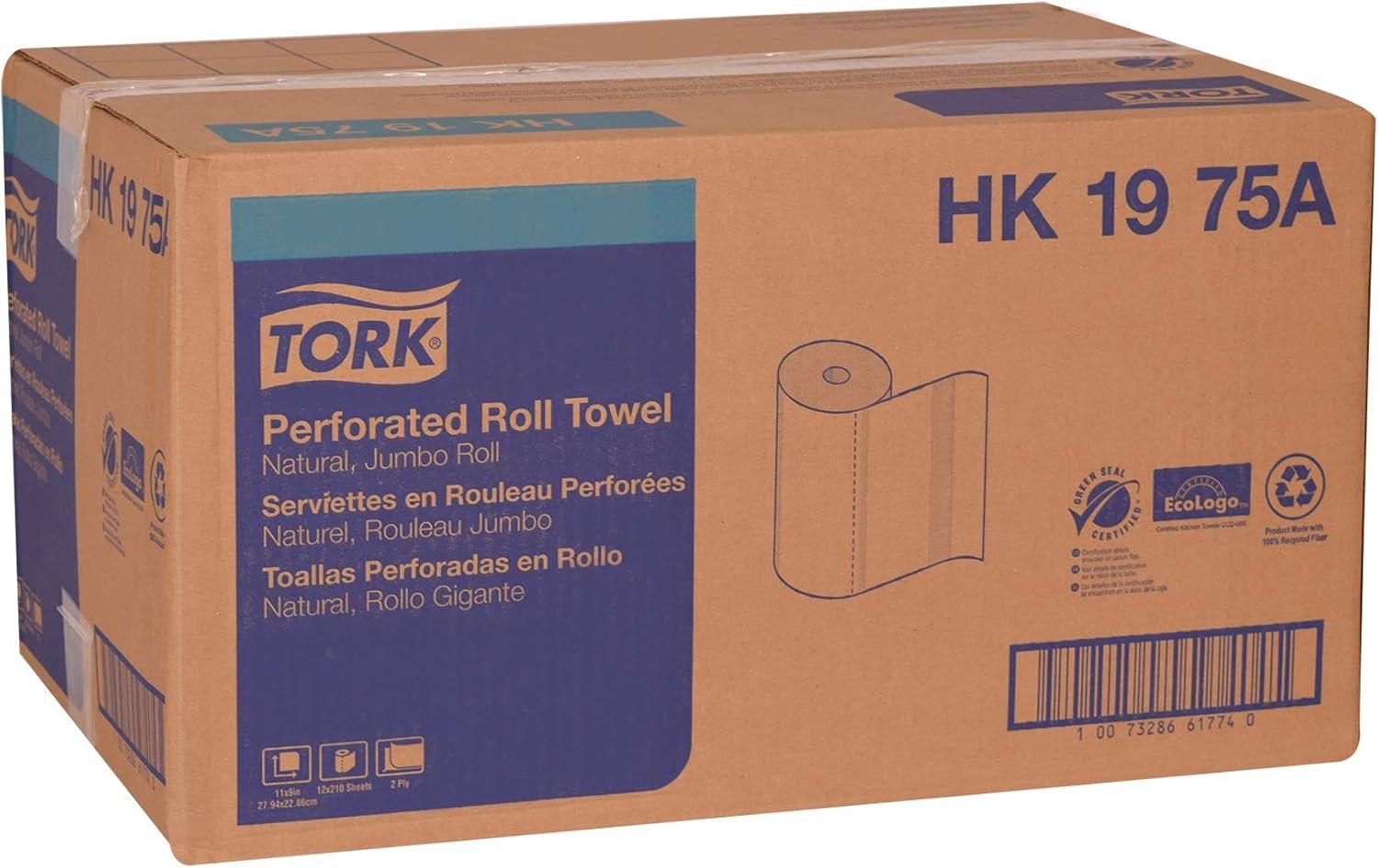 imageTork Jumbo Perforated Roll Towel Natural Certified Compostable 12 x 210 Towels HK1975ARefill
