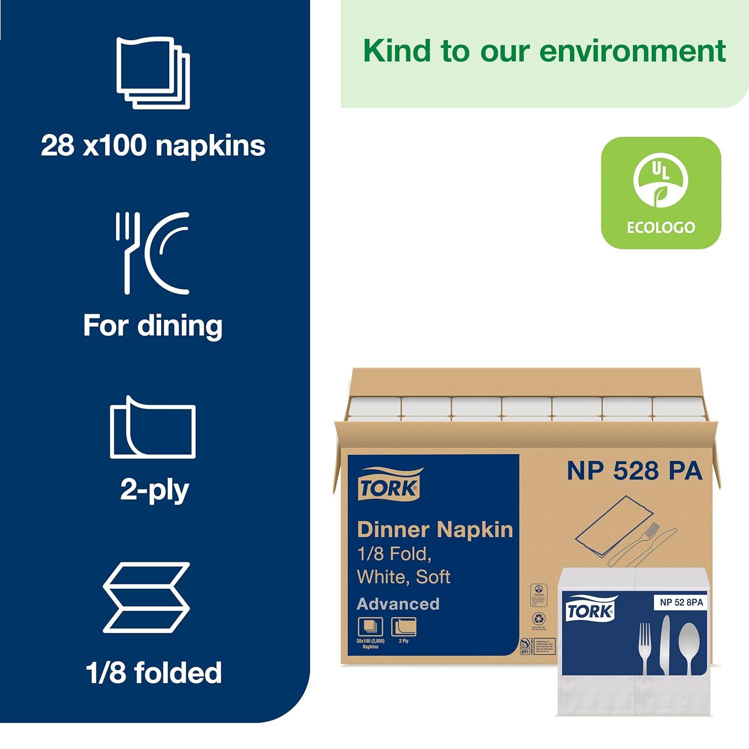 imageTork White Soft Dinner Napkin 18 Fold 2ply 15quot x 17 28 x 100 napkins NP528PA