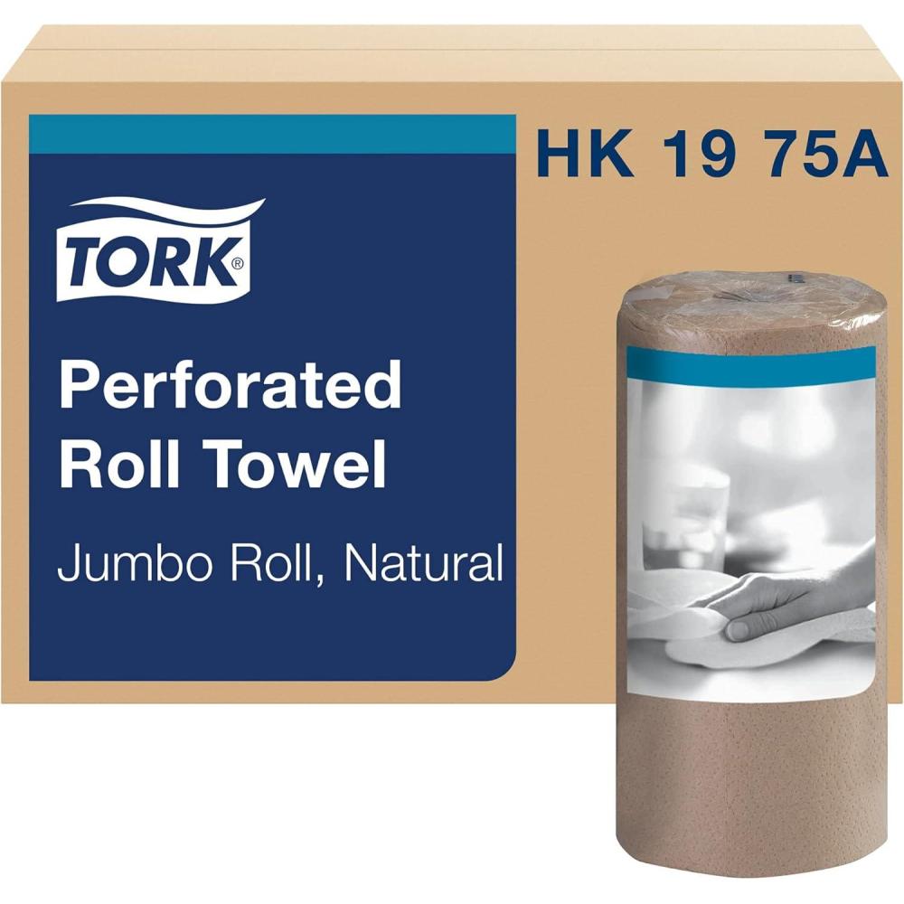 imageTork Jumbo Perforated Roll Towel Natural Certified Compostable 12 x 210 Towels HK1975ARefill