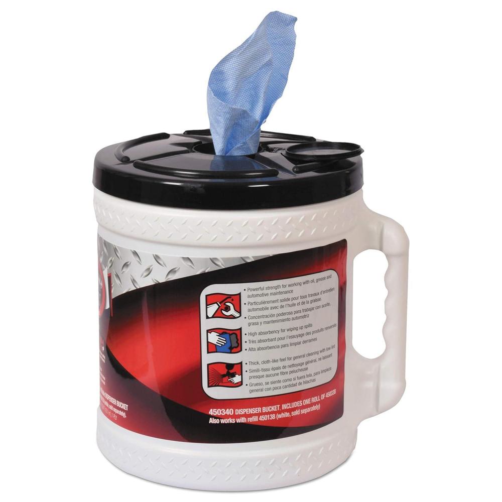 imageTork ShopMax Heavy Duty Centerfeed Dry Wipe Bucket Blue W22 High Absorbency 2 x 200 Wipes 450340