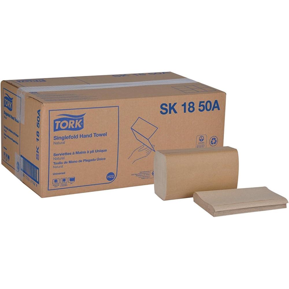 imageTork Singlefold Paper Hand Towel Natural H22 Universal 100 Recycled Fibers 16 x 250 Sheets SK1850ANatural