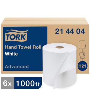 imageTork Advanced Hand Towel Roll H21 Disposable Paper Towel Roll 214404 100 Recycled High Capacity Soft 1Ply White  6 Rolls x 1000 ft
