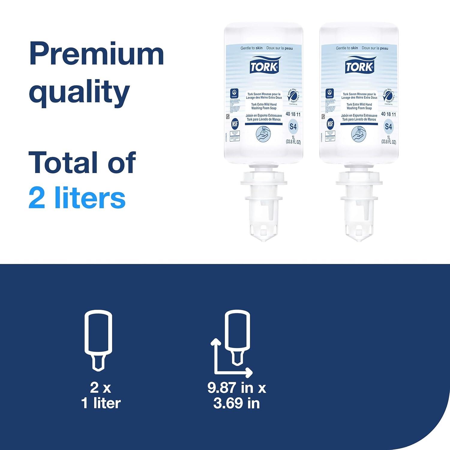 imageTork Extra Mild Hand Washing Foam Soap S4 No Fragrance Added 2 x 1L 4018122 x 1L