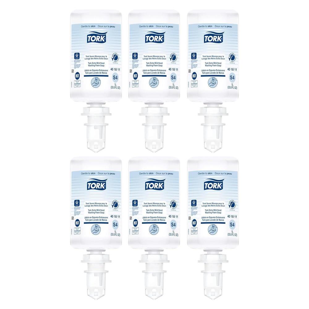 imageTork Extra Mild Hand Washing Foam Soap S4 No Fragrance Added 2 x 1L 401812338 Fl Oz Pack of 6