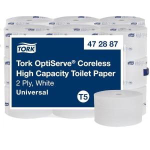 imageTork OptiServe High Capacity Coreless Toilet Paper White T5 Universal 2 Ply 18 x 1500 sheets 472887