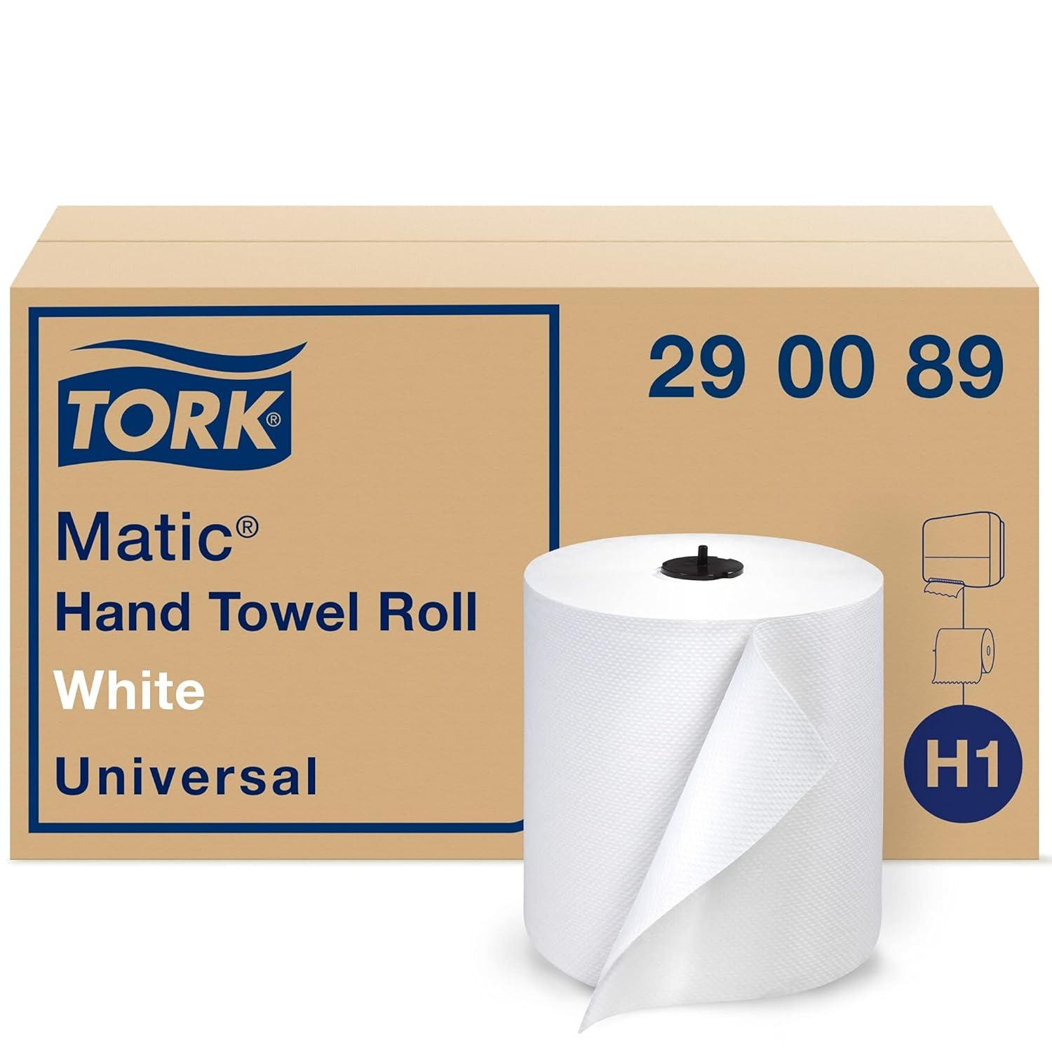 imageTork Matic Paper Hand Towel Roll Natural H1 6 Rolls and White H1 6 Rolls