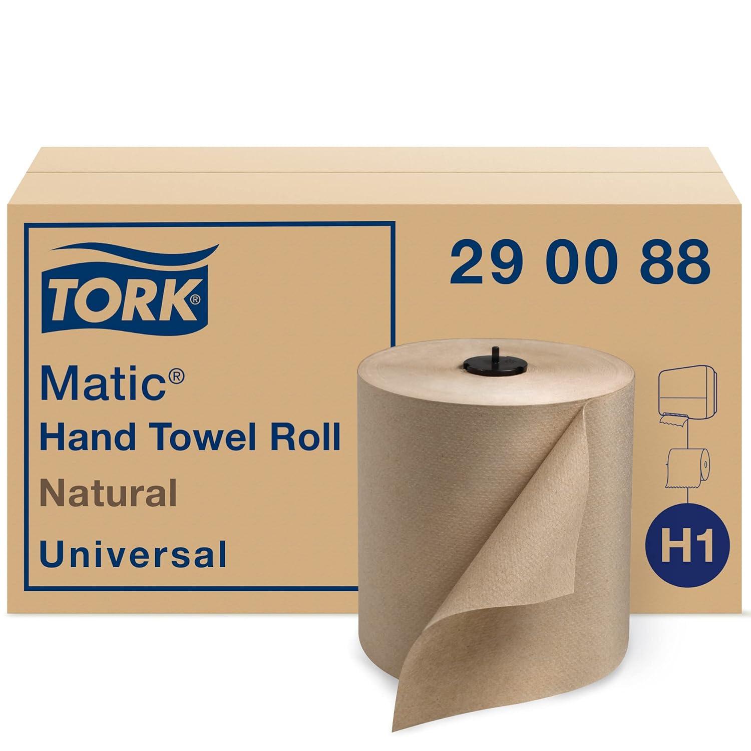 imageTork Matic Paper Hand Towel Roll Natural H1 6 Rolls and White H1 6 Rolls