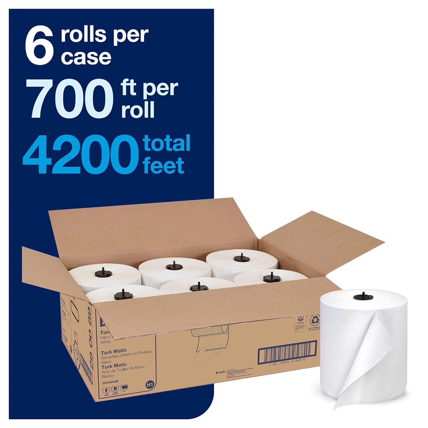 imageTork Matic Paper Hand Towel Roll Natural H1 6 Rolls and White H1 6 Rolls