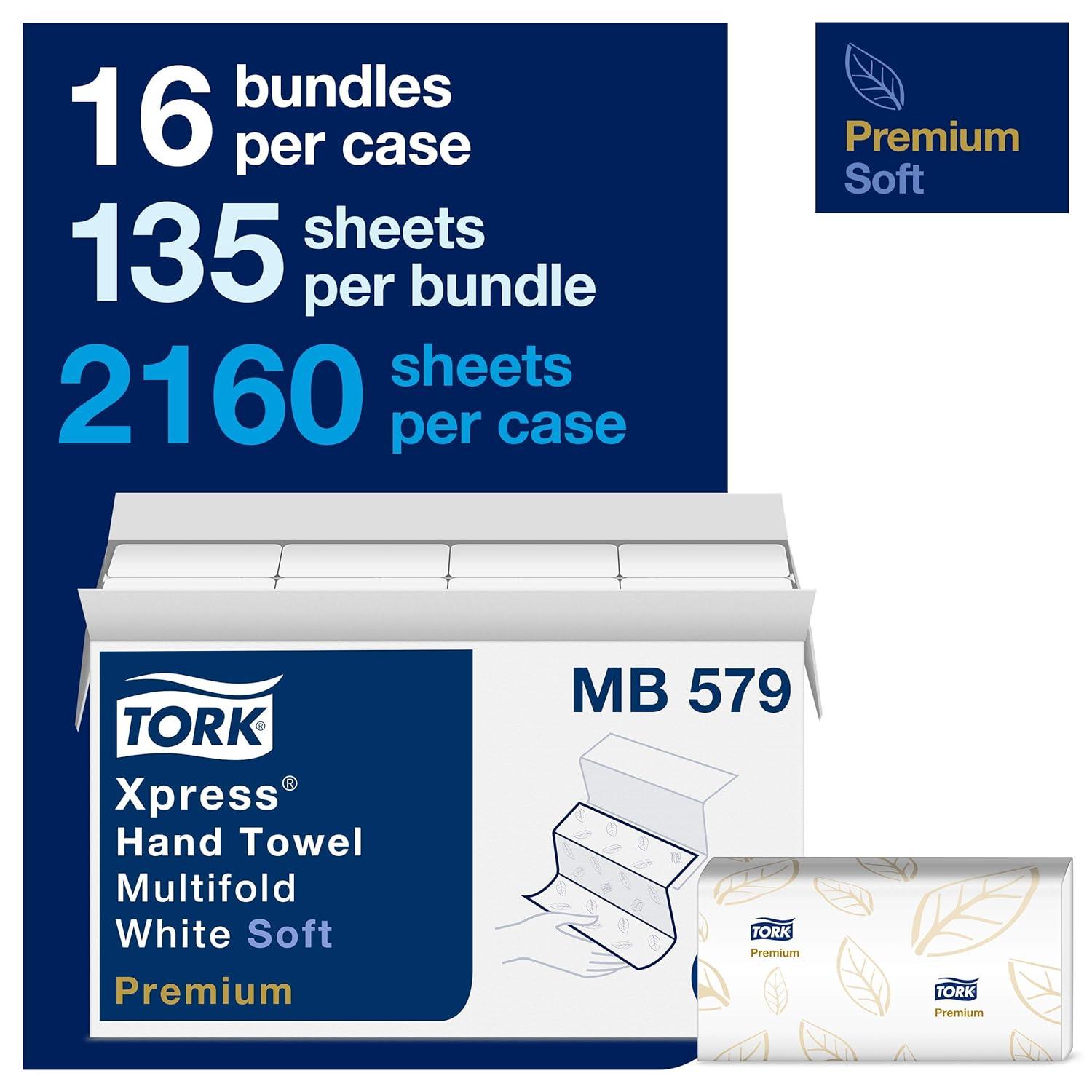 imageTork Xpress Paper Towel Dispenser White and Tork Xpress Soft Multifold Hand Towels 16 Packs