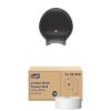 imageBundle of Tork Jumbo Toilet Paper Roll Dispenser Smoke T22 High Capacity 66TR  Tork Jumbo Toilet Paper Roll White T22 Universal 2ply 12 x 1000 TJ0922A