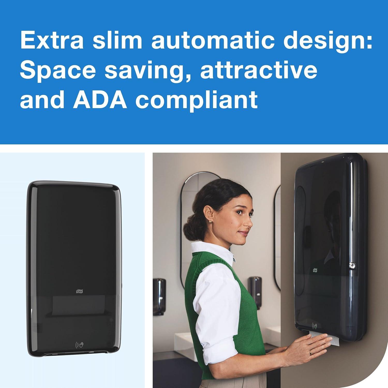 imageTork PeakServe Automatic Continuous Paper Hand Towel Dispenser Black H5 High Capacity Elevation Range 552548