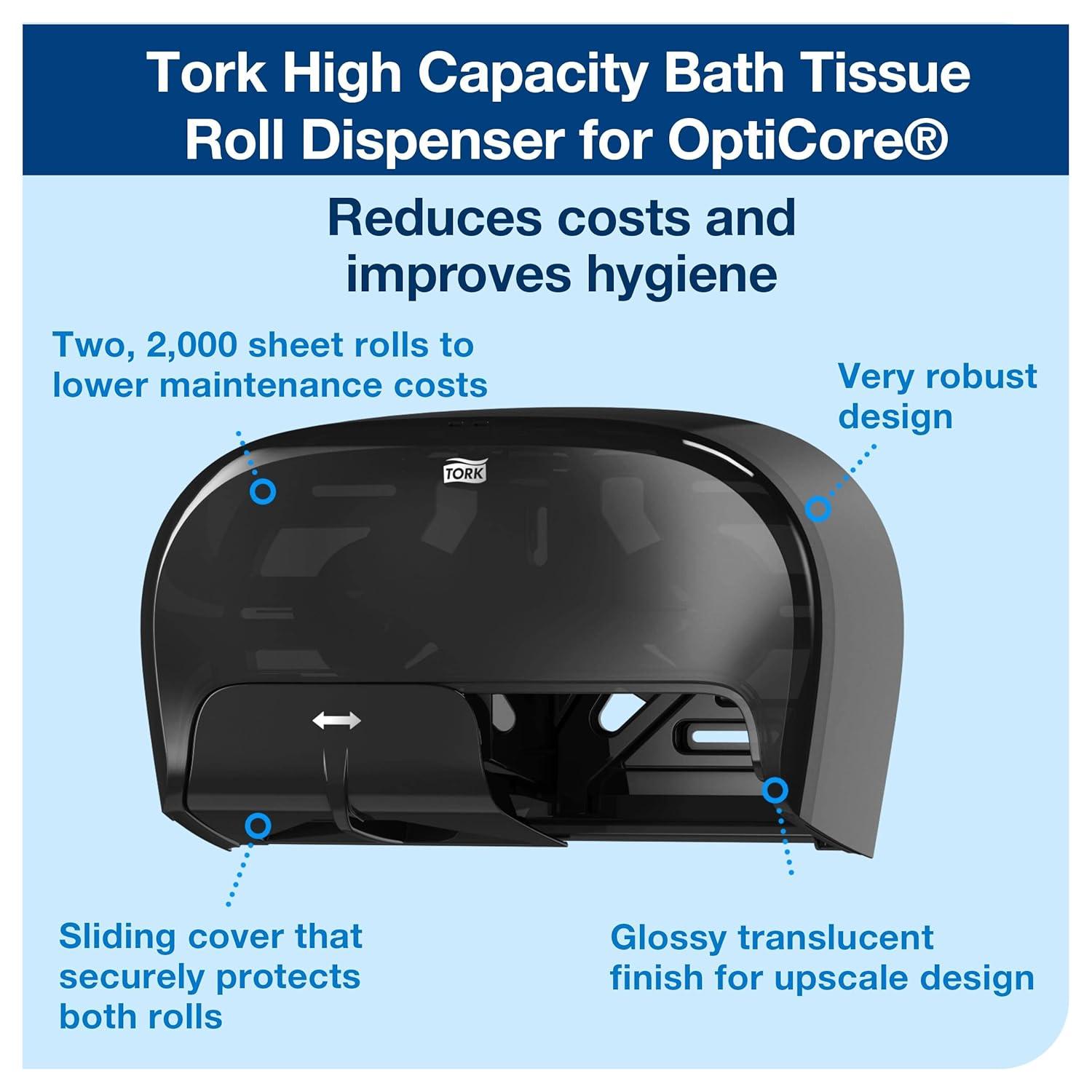 imageTork OptiCore Toilet Paper Roll Dispenser Black T10 High Capacity 565528