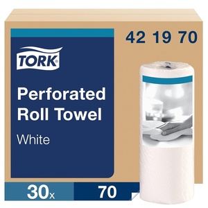 image:imageTork Absorbent Paper Towel Rolls White 100 Recycled 70 Sheets per Roll 30 Rolls