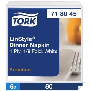 image:imageTork LinStyle White Dinner Napkin Disposable Napkins Premium Prefolded 1ply 1625 x 17 6 x 80 napkins 718045