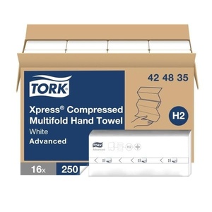 image:imageTork Xpress Compressed Multifold Hand Towel White H2 Advanced Strong and Absorbent 16 x 250 Sheets 424835